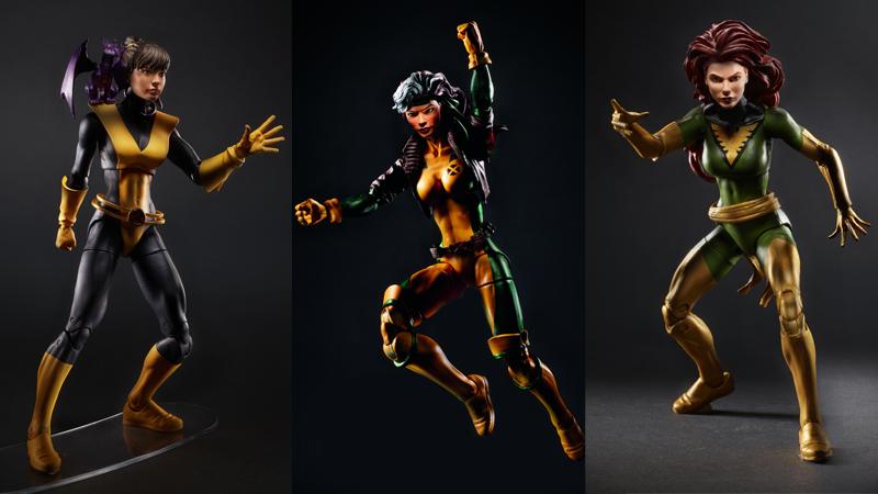 Marvel Legends Kitty Pryde, Rogue, and Phoenix.